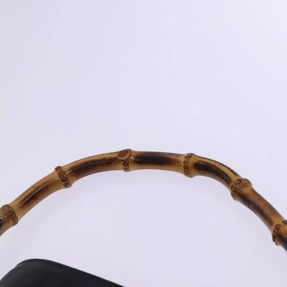 GUCCI Bamboo Hand Bag Leather 2way Black Gold Auth - Picture 9 of 16